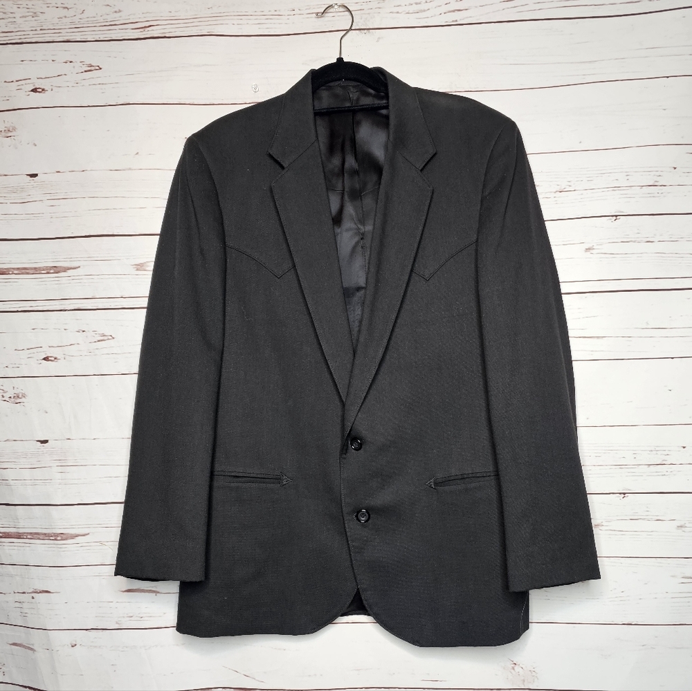 Circle S Dallas Texas Black Wester Wool Blend Blazer